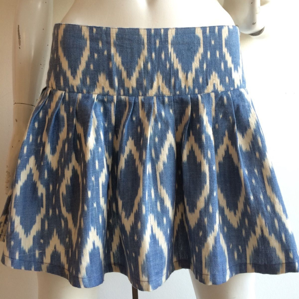 Georgie Rafina Ikat woven mini skirt blue ivory 2